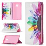 For Nokia C1 Plus Colored Drawing Pattern Invisible Magnetic Horizontal Flip PU Leather Case with Holder & Card Slots & Wallet(Sun Flower)