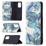 For Xiaomi Redmi Note 10 Pro Colored Drawing Pattern Invisible Magnetic Horizontal Flip PU Leather Case with Holder & Card Slots & Wallet(Blue Leaves)