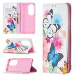 For Huawei P50 Pro Colored Drawing Pattern Invisible Magnetic Horizontal Flip PU Leather Case with Holder & Card Slots & Wallet(Two Butterflies)