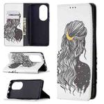 For Huawei P50 Pro Colored Drawing Pattern Invisible Magnetic Horizontal Flip PU Leather Case with Holder & Card Slots & Wallet(Girl)