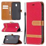 For Nokia C1 Plus Color Matching Denim Texture Horizontal Flip Leather Case with Holder & Card Slots & Wallet & Lanyard(Red)