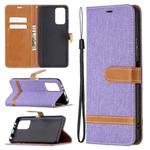 For Xiaomi Redmi Note 10 Pro Color Matching Denim Texture Horizontal Flip Leather Case with Holder & Card Slots & Wallet & Lanyard(Purple)