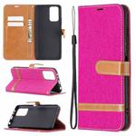 For Xiaomi Redmi Note 10 Pro Color Matching Denim Texture Horizontal Flip Leather Case with Holder & Card Slots & Wallet & Lanyard(Rose Red)