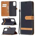 For Xiaomi Redmi Note 10 Pro Color Matching Denim Texture Horizontal Flip Leather Case with Holder & Card Slots & Wallet & Lanyard(Black)