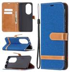 For Huawei P50 Pro Color Matching Denim Texture Horizontal Flip Leather Case with Holder & Card Slots & Wallet & Lanyard(Royal Blue)
