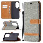 For Huawei P50 Color Matching Denim Texture Horizontal Flip Leather Case with Holder & Card Slots & Wallet & Lanyard(Grey)