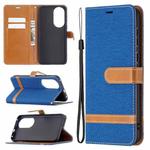 For Huawei P50 Color Matching Denim Texture Horizontal Flip Leather Case with Holder & Card Slots & Wallet & Lanyard(Royal Blue)