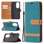 For Huawei P50 Color Matching Denim Texture Horizontal Flip Leather Case with Holder & Card Slots & Wallet & Lanyard(Green)
