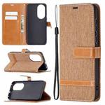 For Huawei P50 Color Matching Denim Texture Horizontal Flip Leather Case with Holder & Card Slots & Wallet & Lanyard(Brown)