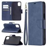 For LG K42 Retro Lambskin Texture Pure Color Horizontal Flip PU Leather Case with Holder & Card Slots & Wallet & Lanyard(Blue)