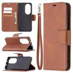 For Huawei P50 Pro Retro Lambskin Texture Pure Color Horizontal Flip PU Leather Case with Holder & Card Slots & Wallet & Lanyard(Brown)