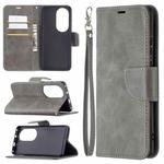 For Huawei P50 Pro Retro Lambskin Texture Pure Color Horizontal Flip PU Leather Case with Holder & Card Slots & Wallet & Lanyard(Grey)
