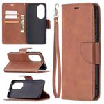 For Huawei P50 Retro Lambskin Texture Pure Color Horizontal Flip PU Leather Case with Holder & Card Slots & Wallet & Lanyard(Brown)