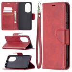 For Huawei P50 Retro Lambskin Texture Pure Color Horizontal Flip PU Leather Case with Holder & Card Slots & Wallet & Lanyard(Red)