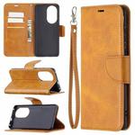 For Huawei P50 Retro Lambskin Texture Pure Color Horizontal Flip PU Leather Case with Holder & Card Slots & Wallet & Lanyard(Yellow)