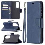For Huawei P50 Retro Lambskin Texture Pure Color Horizontal Flip PU Leather Case with Holder & Card Slots & Wallet & Lanyard(Blue)