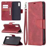 For Samsung Galaxy A02 Retro Lambskin Texture Pure Color Horizontal Flip PU Leather Case with Holder & Card Slots & Wallet & Lanyard(Red)