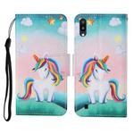 For Samsung Galaxy A01 Colored Drawing Pattern Horizontal Flip Leather Case with Holder & Card Slots & Wallet & Lanyard(Rainbow Unicorn)