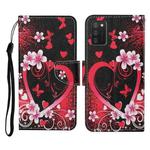 For Samsung Galaxy A02s (US Version) Colored Drawing Pattern Horizontal Flip Leather Case with Holder & Card Slots & Wallet & Lanyard(Red Heart)