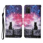 For Samsung Galaxy A02s (US Version) Colored Drawing Pattern Horizontal Flip Leather Case with Holder & Card Slots & Wallet & Lanyard(Starry Cat)