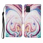 For Samsung Galaxy A31 Colored Drawing Pattern Horizontal Flip Leather Case with Holder & Card Slots & Wallet & Lanyard(Whirlpool Marble)