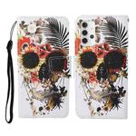 For Samsung Galaxy A32 5G Colored Drawing Pattern Horizontal Flip Leather Case with Holder & Card Slots & Wallet & Lanyard(Flower Skull)