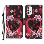 For Samsung Galaxy A32 5G Colored Drawing Pattern Horizontal Flip Leather Case with Holder & Card Slots & Wallet & Lanyard(Red Heart)