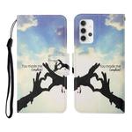 For Samsung Galaxy A32 5G Colored Drawing Pattern Horizontal Flip Leather Case with Holder & Card Slots & Wallet & Lanyard(Love Gesture)