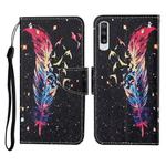 For Samsung Galaxy A50 / A30s Colored Drawing Pattern Horizontal Flip Leather Case with Holder & Card Slots & Wallet & Lanyard(Feather)