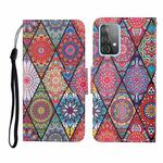 For Samsung Galaxy A52 5G / 4G Colored Drawing Pattern Horizontal Flip Leather Case with Holder & Card Slots & Wallet & Lanyard(Rhombus Totem)