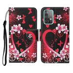 For Samsung Galaxy A52 5G / 4G Colored Drawing Pattern Horizontal Flip Leather Case with Holder & Card Slots & Wallet & Lanyard(Red Heart)