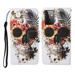 For Samsung Galaxy A72 5G / 4G Colored Drawing Pattern Horizontal Flip Leather Case with Holder & Card Slots & Wallet & Lanyard(Flower Skull)