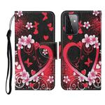 For Samsung Galaxy A72 5G / 4G Colored Drawing Pattern Horizontal Flip Leather Case with Holder & Card Slots & Wallet & Lanyard(Red Heart)