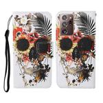 For Samsung Galaxy Note20 Ultra Colored Drawing Pattern Horizontal Flip Leather Case with Holder & Card Slots & Wallet & Lanyard(Flower Skull)