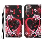For Samsung Galaxy Note20 Ultra Colored Drawing Pattern Horizontal Flip Leather Case with Holder & Card Slots & Wallet & Lanyard(Red Heart)