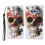For Samsung Galaxy S10e Colored Drawing Pattern Horizontal Flip Leather Case with Holder & Card Slots & Wallet & Lanyard(Flower Skull)