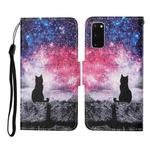 For Samsung Galaxy S20 Colored Drawing Pattern Horizontal Flip Leather Case with Holder & Card Slots & Wallet & Lanyard(Starry Cat)