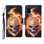 For Samsung Galaxy S20+ Colored Drawing Pattern Horizontal Flip Leather Case with Holder & Card Slots & Wallet & Lanyard(Flame Skull)