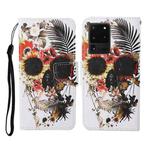 For Samsung Galaxy S20 Ultra Colored Drawing Pattern Horizontal Flip Leather Case with Holder & Card Slots & Wallet & Lanyard(Flower Skull)