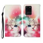 For Samsung Galaxy S20 Ultra Colored Drawing Pattern Horizontal Flip Leather Case with Holder & Card Slots & Wallet & Lanyard(Squint Cat)