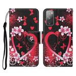 For Samsung Galaxy S20 FE Colored Drawing Pattern Horizontal Flip Leather Case with Holder & Card Slots & Wallet & Lanyard(Red Heart)