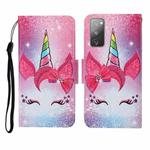For Samsung Galaxy S20 FE Colored Drawing Pattern Horizontal Flip Leather Case with Holder & Card Slots & Wallet & Lanyard(Eyelash Unicorn)