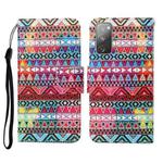 For Samsung Galaxy S20 FE Colored Drawing Pattern Horizontal Flip Leather Case with Holder & Card Slots & Wallet & Lanyard(Tribal Ethnic Style)