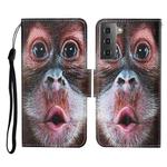 For Samsung Galaxy S21+ 5G Colored Drawing Pattern Horizontal Flip Leather Case with Holder & Card Slots & Wallet & Lanyard(Orangutan)