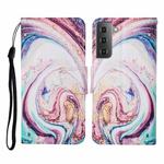 For Samsung Galaxy S21+ 5G Colored Drawing Pattern Horizontal Flip Leather Case with Holder & Card Slots & Wallet & Lanyard(Whirlpool Marble)