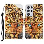 For Samsung Galaxy S21 Ultra 5G Colored Drawing Pattern Horizontal Flip Leather Case with Holder & Card Slots & Wallet & Lanyard(Yellow Leopard)