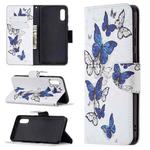 For Samsung Galaxy A02 / M02 Colored Drawing Pattern Horizontal Flip Leather Case with Holder & Card Slots & Wallet(Blue Butterflies)