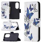 For Huawei P50 Pro Colored Drawing Pattern Horizontal Flip Leather Case with Holder & Card Slots & Wallet(Blue Butterflies)