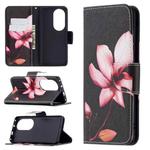 For Huawei P50 Pro Colored Drawing Pattern Horizontal Flip Leather Case with Holder & Card Slots & Wallet(Lotus)