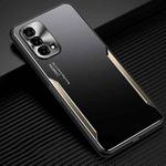 For OPPO A93 5G Blade Series TPU Frame + Titanium Alloy Sand Blasting Technology Backplane + Color Aluminum Alloy Decorative Edge Mobile Phone Protective Shell(Black + Gold)